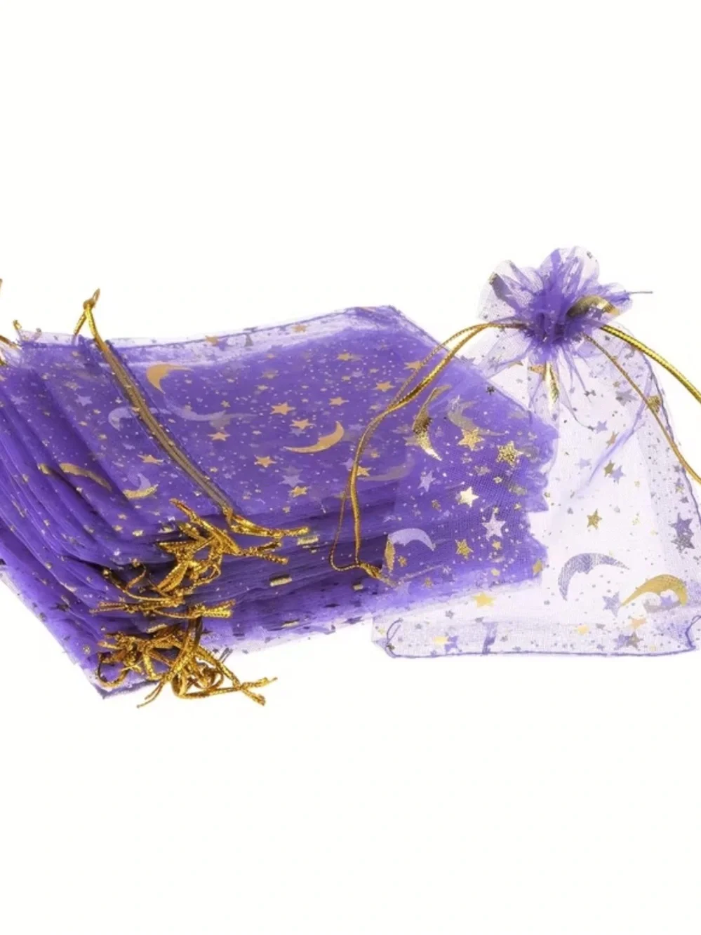 Purple moon themed jewelry bags Drawstring Bags with Gold Stars & Moons (25)